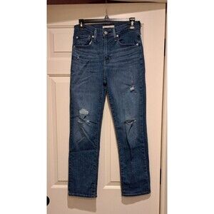 Levi's 724 Jeans Size 27 W27 L28 Womens High Rise Skinny Distressed Blue Denim